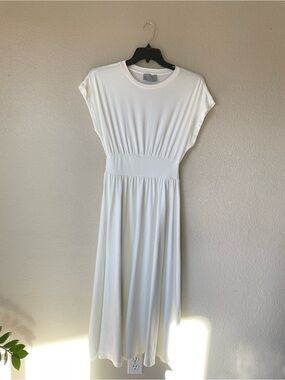 Modern Citizen Prima Jersey Midi Dress White Stretch Dolman Sleeve Womens M